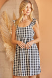 TIERED BABYDOLL GINGHAM FLUTTER SLEEVE DRESS