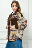 BROWN CONTRAST PATTERN CORDUROY SHACKET