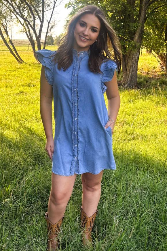 a new day denim dress Tomorrow Is A New Day Denim Dress In Martini Olive