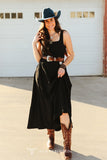 BLACK SOLID SLEEVELESS MAXI DRESS