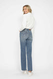 JUDY BLUE HIGH WAIST TUMMY CONTROL RAW HEM STRAIGHT JEAN - MEDIUM STONE