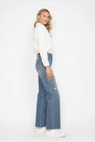 JUDY BLUE HIGH WAIST TUMMY CONTROL RAW HEM STRAIGHT JEAN - MEDIUM STONE