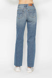 JUDY BLUE HIGH WAIST TUMMY CONTROL RAW HEM STRAIGHT JEAN - MEDIUM STONE