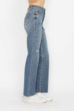 JUDY BLUE HIGH WAIST TUMMY CONTROL RAW HEM STRAIGHT JEAN - MEDIUM STONE