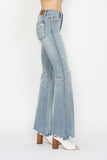 JUDY BLUE MID RISE TUMMY CONTROL DESTROY FLARE JEANS - MEDIUM STONE