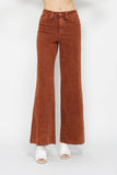 JUDY BLUE HIGH WAIST GARMET DYED RAW RETRO WIDE JEAN - PUMPKIN SPICE