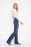 JUDY BLUE HIGH WAIST TUMMY CONTROL BACK POCKET EMBROIDERED BOOTCUT JEAN - SHORT