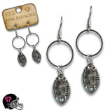 PINK PANACHE SILVER FOOTBALL CHARM GAME DAY EARRING - E105SAB