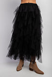 TULLE MESH LAYERED MAXI SKIRT