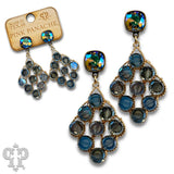 PINK PANACHE BRONZE DIAMOND SHAPE AUSTRAIN CRYSTAL EARRINGS - E347BBDS