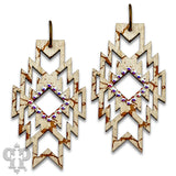 PINK PANACHE PEARL WHITE AZTE WOOD WITH CRYSTAL EARRINGS - E553PWAB