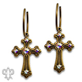 PINK PANACHE BRONZE CROSS RHINESTONE EARRINGS - E556BAB