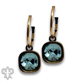 PINK PANACHE BRONZE SQUARE RHINESTONE CHARM HOOP EARRING - E568BMT