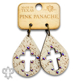 PINK PANACHE WHITE LASER CUT CROSS TEARDROP SMALL HOOP EARRINGS - E575WH