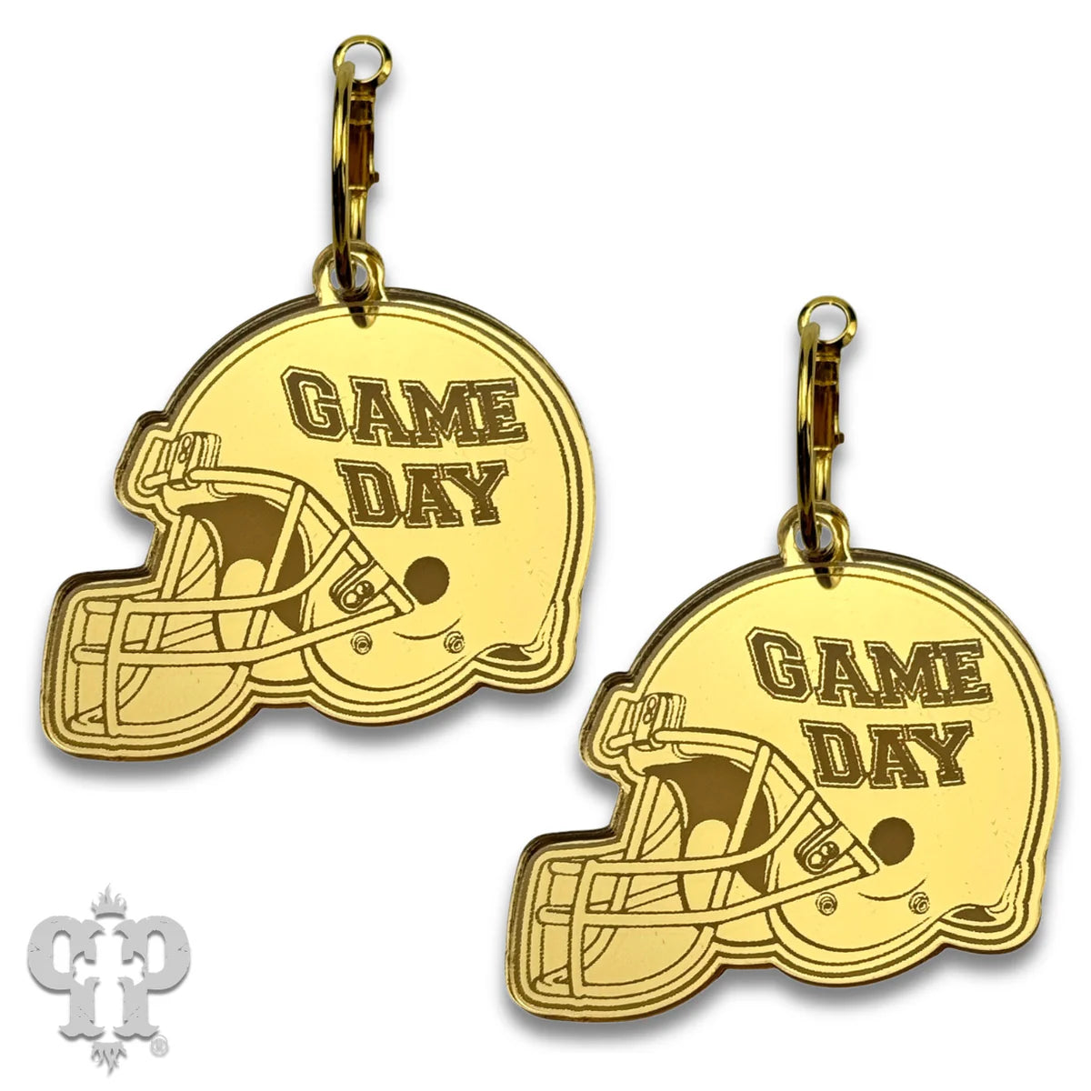 PINK PANACHE GOLD GAME DAY HELMET HOOP EARRINGS - E583G