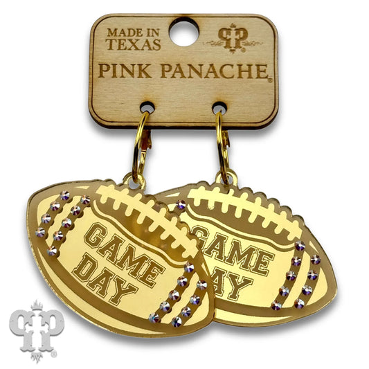 PINK PANACHE GOLD GAME DAY FOOTBALL HOOP EARRINGS - E582GAB