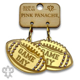 PINK PANACHE GOLD GAME DAY FOOTBALL HOOP EARRINGS - E582GAB