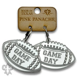 PINK PANACHE SILVER GAME DAY FOOTBALL HOOP EARRINGS - E582SGCL