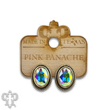 PINK PANACHE GOLD OVAL AB STONE POST EARRING - E674GAB