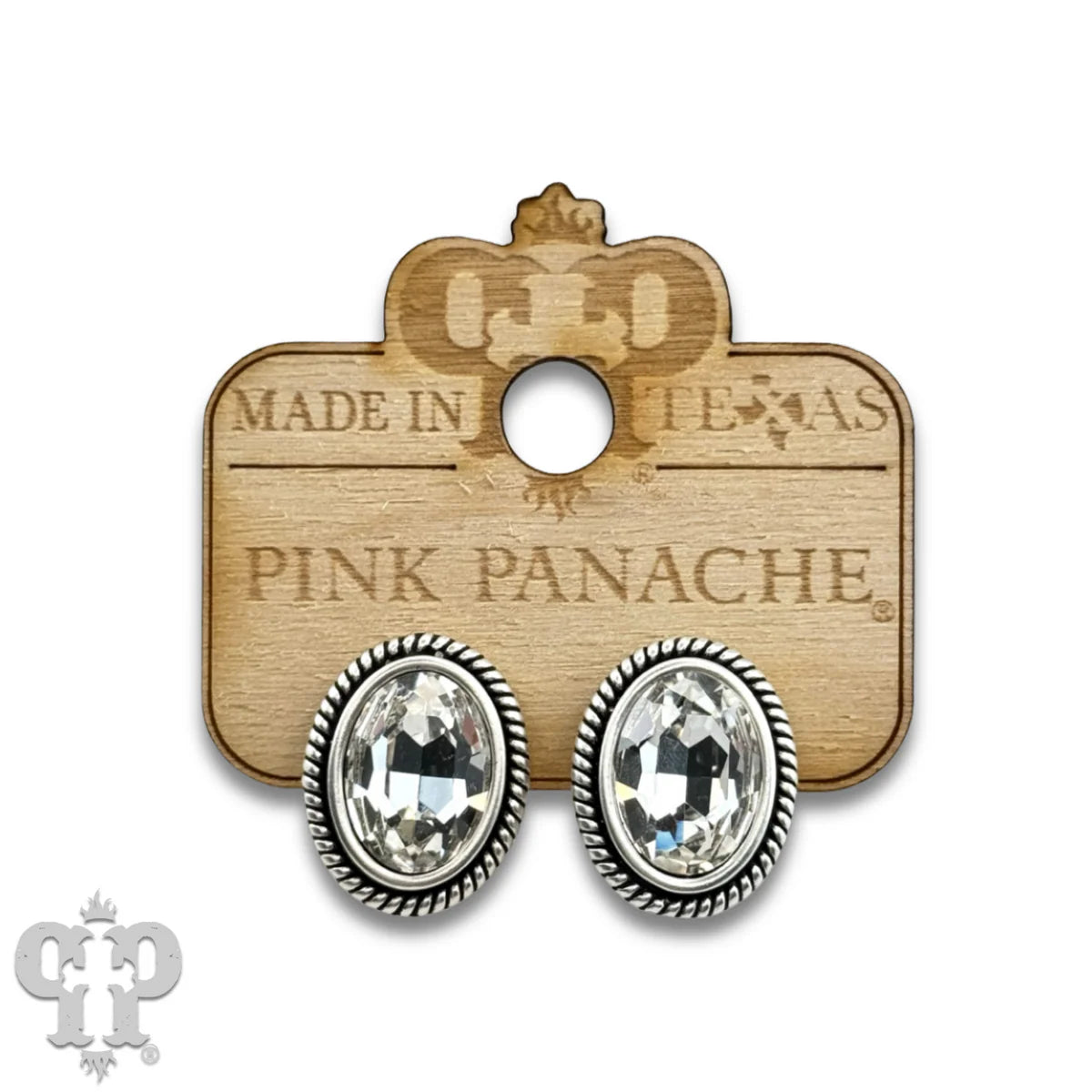 PINK PANACHE SILVER OVAL CLEAR POST EARRING - E674SCL