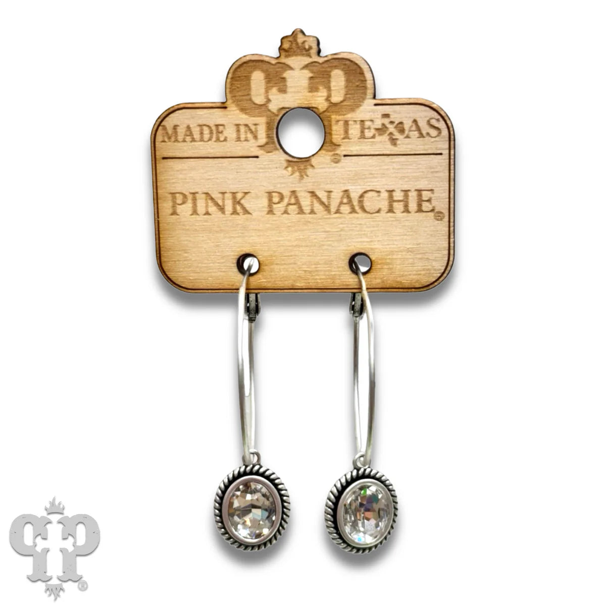 PINK PANACHE BRONZE OVAL AB STONE MEDIUM HOOP EARRING - E675SCL