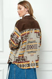 BROWN CONTRAST PATTERN CORDUROY SHACKET