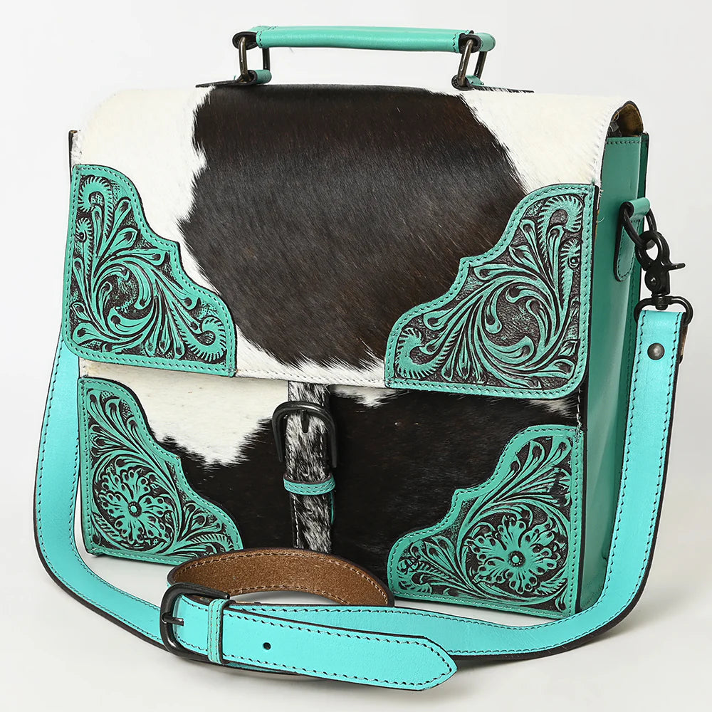 American Darling Genuine Western Leather Briefcase - Turquoise