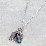 CATTLE TAG INITAL PENDANT SILVER NECKLACE