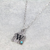 CATTLE TAG INITAL PENDANT SILVER NECKLACE