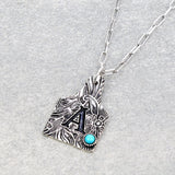 CATTLE TAG INITAL PENDANT SILVER NECKLACE