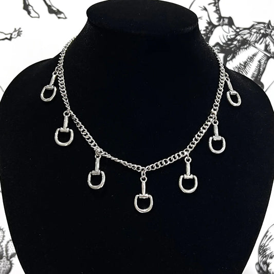 WESTERN HORSE BIT CHARM SILVER NECKLACE