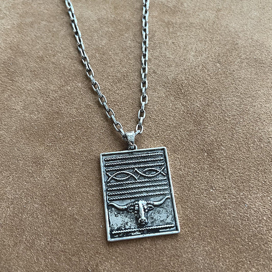 WESTERN BOOT STITCH COW NECKLACE