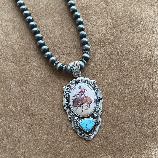 WESTERN VINTAGE COWBOY PENDANT NECKLACE