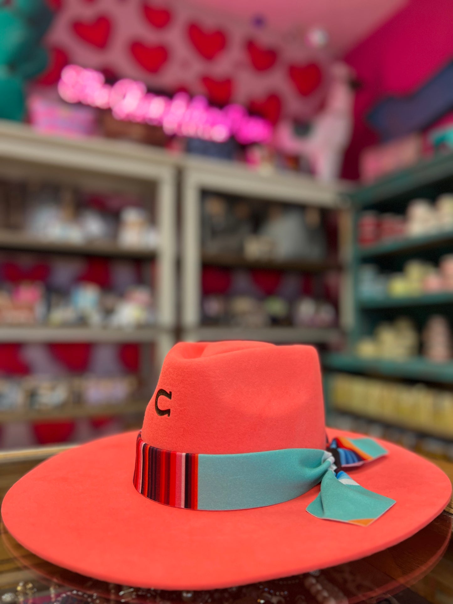 CHARLIE 1 HORSE INDIAN LODGE FELT HAT - CORAL
