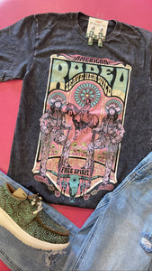 AMERICAN RODEO WESTERN TEE - VINTAGE BLACK MINERAL WASH