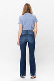 JUDY BLUE MID RISE NON DISTRESSED HEM BOOTCUT JEANS - DARK STONE