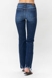 JUDY BLUE MID RISE NON DISTRESSED HEM BOOTCUT JEANS - DARK STONE