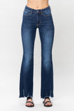 JUDY BLUE MID RISE NON DISTRESSED HEM BOOTCUT JEANS - DARK STONE