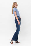 JUDY BLUE MID RISE NON DISTRESSED HEM BOOTCUT JEANS - DARK STONE