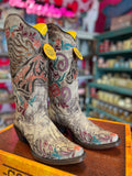 CORRAL WOMEN'S BROWN HORSE INLAY & EMBROIDERY IRIDESCENT COLLECTION WESTERN BOOT - A4371