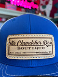 THE CHANDELIER ROSE BOUTIQUE CAP - ROYAL BLUE & WHITE