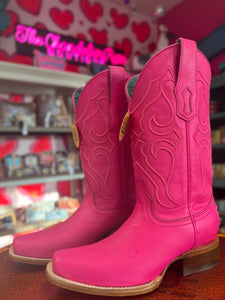 Pink square online toe boots