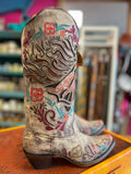CORRAL WOMEN'S BROWN HORSE INLAY & EMBROIDERY IRIDESCENT COLLECTION WESTERN BOOT - A4371