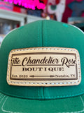 THE CHANDELIER ROSE BOUTIQUE CAP - GREEN & WHITE