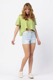 JUDY BLUE HEATHER MID RISE BLEACHED SPLATTERED SHORTS