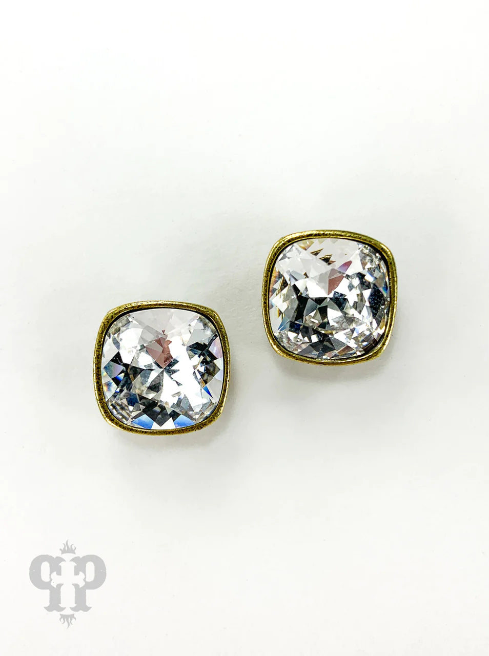 PINK PANACHE 12MM CLEAR BRONZE POST STUDS - 448BCL