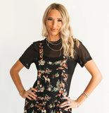 OVERALL RUFFLE ROMPER BLACK WAGON