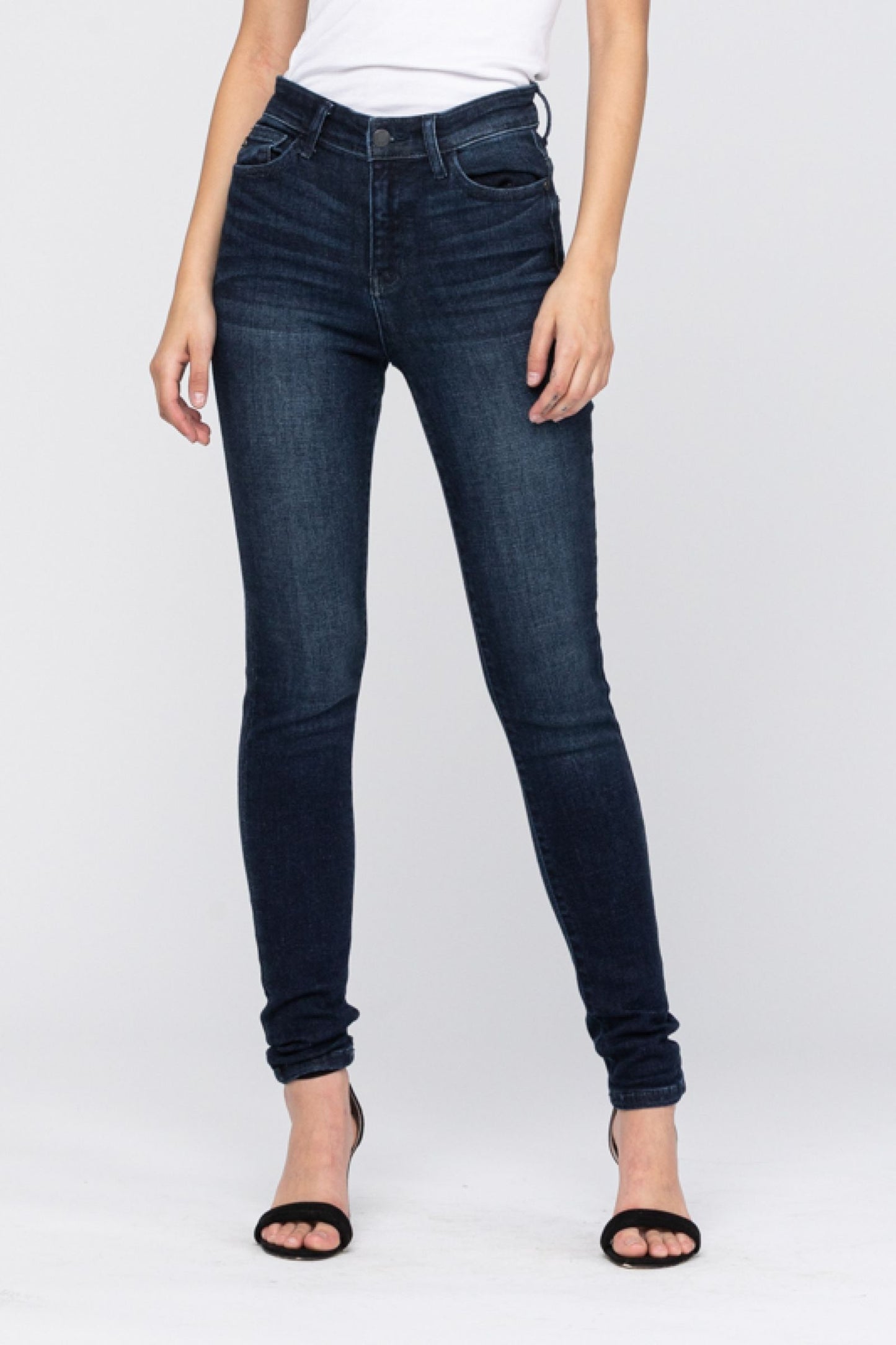JUDY BLUE HIGH RISE SUPER DARK SKINNY 29.5" INSEAM - DARK STONE