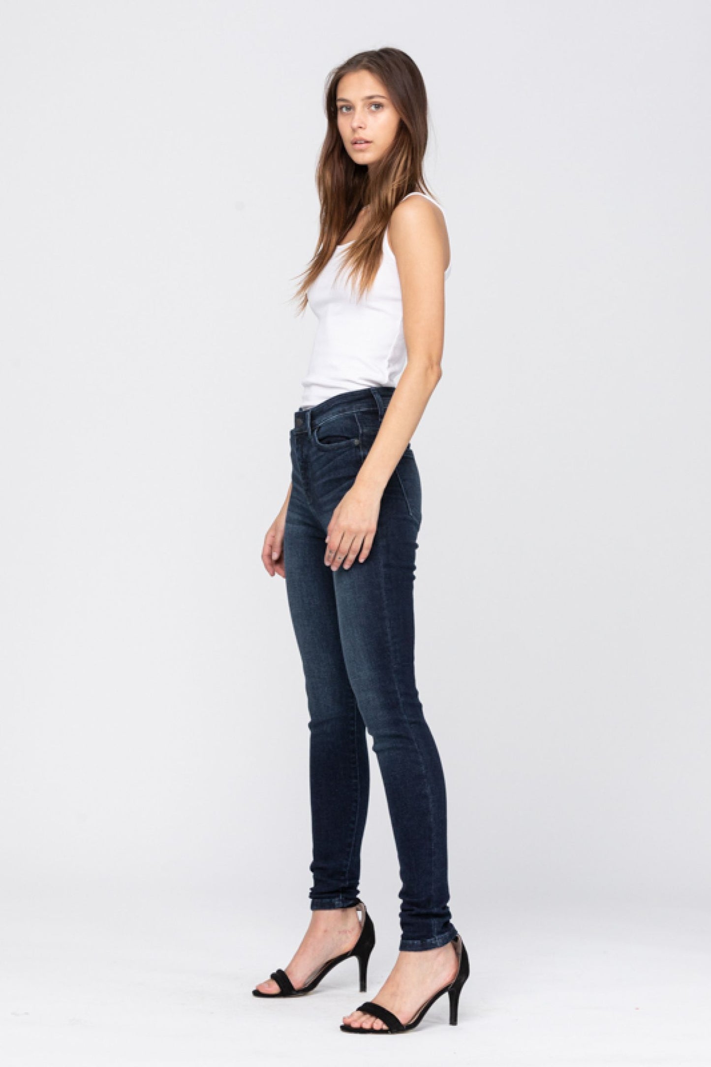 JUDY BLUE HIGH RISE SUPER DARK SKINNY 29.5" INSEAM - DARK STONE