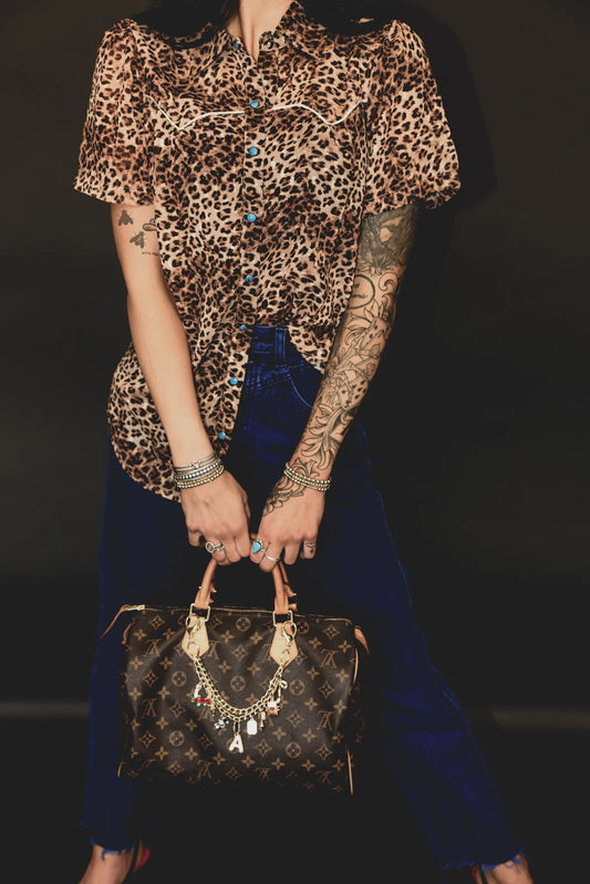 WESTERN WILD SHORT SLEEVE TOP - LEOPARD